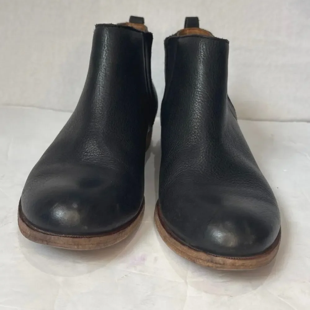 Kork- Ease Velma Chelsea Ankle Black Leather Boots Slip On Black Sz 6.5
